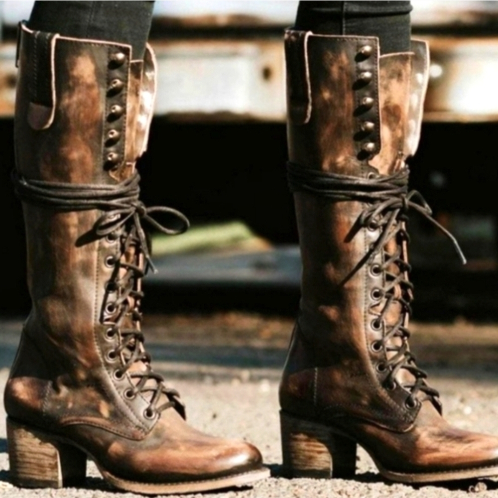 Freebird by Steven Brown Lace Up Boots with Distressed Leather